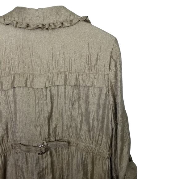NIC + ZOE Metallic Utility Jacket Ruffle Detail Roll Tab Sleeve Cinch Waist M - Picture 3 of 7
